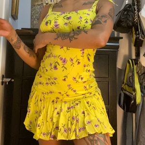 LEMON 70’s STYLE SUMMER BLOOM FLORAL DRESS